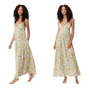 NWT NICHOLAS Susan Maxi Dress in Whistledown Floral Yellow Multi Size US 8